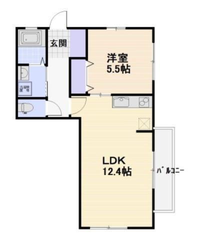 ブルースカイ湘南(1LDK/2階)の間取り写真