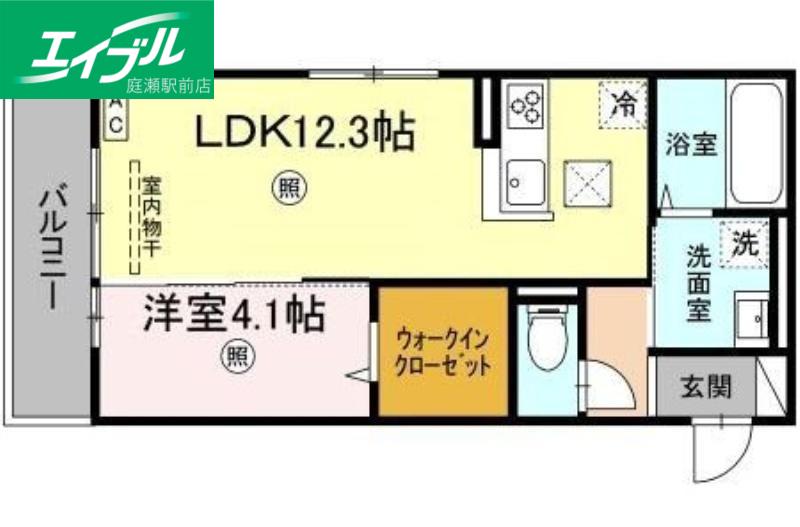 プラティアテトラ(1LDK/1階)の間取り写真