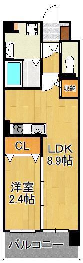 アピアランス歯大前(1LDK/8階)の間取り写真