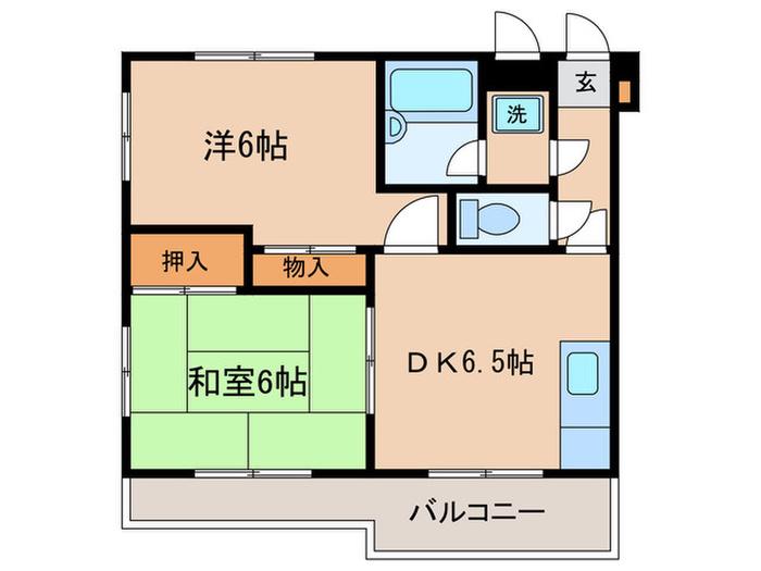 ラ・ベルハイツ(2DK/3階)の間取り写真