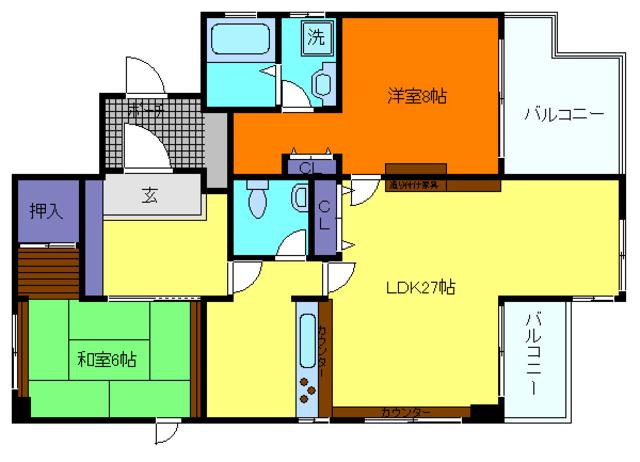 エクセレンス御影(2LDK/8階)の間取り写真