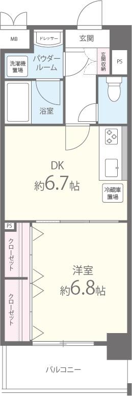 フランディルりんくうII(1DK/1階)の間取り写真