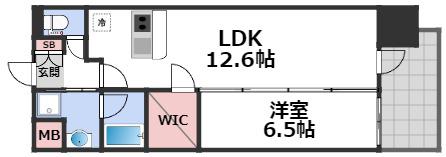 プレサンス心斎橋ニスト(1LDK/14階)の間取り写真