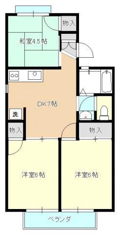 セジュールI(3DK/2階)の間取り写真
