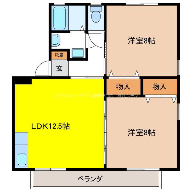 グリーンタウン宮島A棟(2LDK/1階)の間取り写真