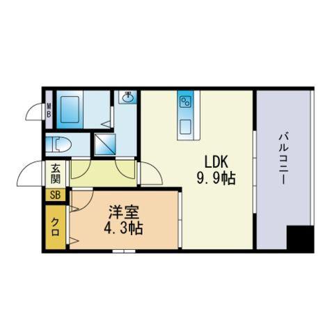 BUENA VISTA OHORI PARK(1LDK/9階)の間取り写真