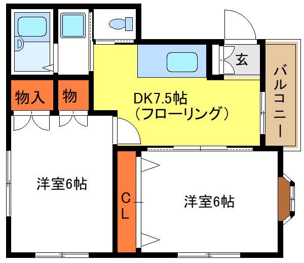 イースタンコーポ南篠崎(2DK/1階)の間取り写真