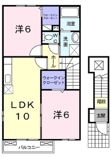ヴェルボナール(2LDK/2階)の間取り写真
