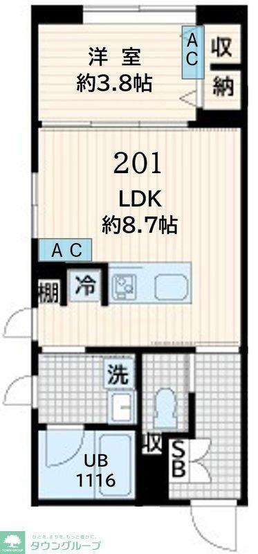 FULLEA恵比寿(1LDK/1階)の間取り写真