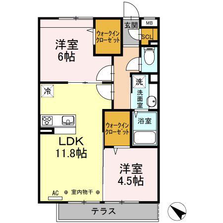 エクレール原宿(2LDK/1階)の間取り写真