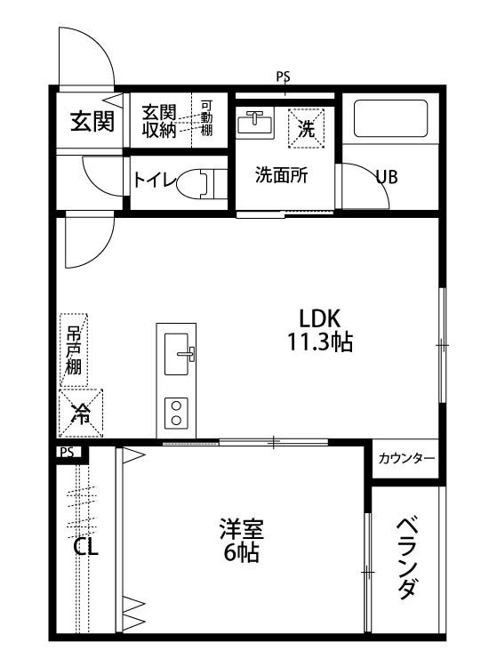 グランメゾン山木戸(1LDK/3階)の間取り写真