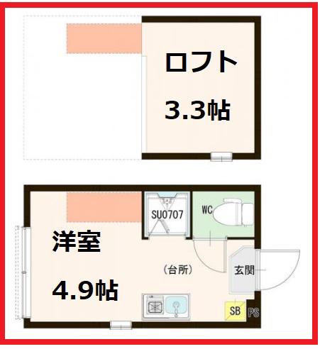 ハーモニーテラス西尾久II(ワンルーム/1階)の間取り写真