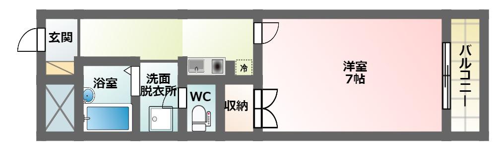 ハートフル21(1K/3階)の間取り写真
