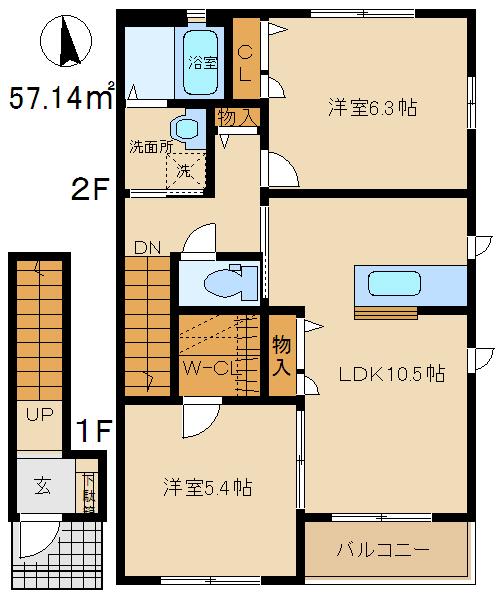 グラヴィス(2LDK/2階)の間取り写真
