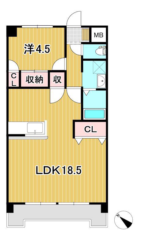 臨港ハイツ(1LDK/4階)の間取り写真