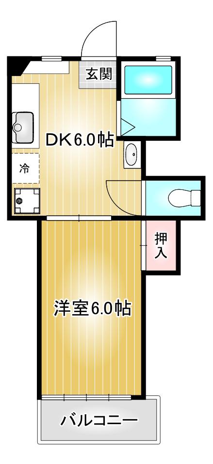 コーポグリーンハウス(1DK/4階)の間取り写真