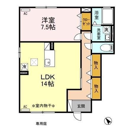 グリーントップ(1LDK/1階)の間取り写真