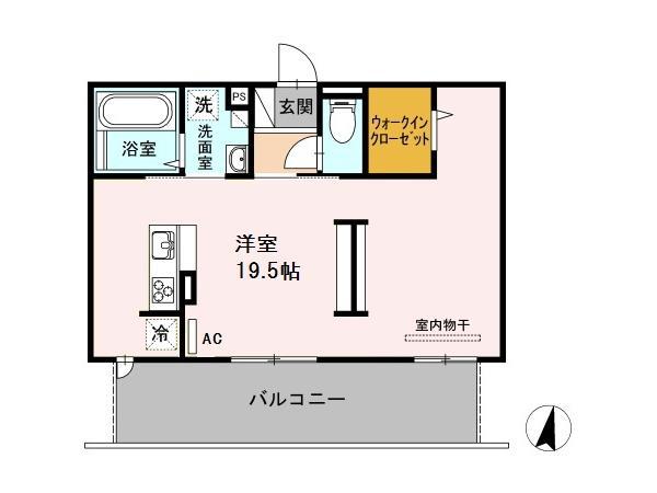 パラディーソ C棟(ワンルーム/2階)の間取り写真