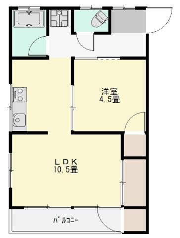 富士マンションS棟(1LDK/2階)の間取り写真