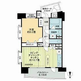 ライオンズステージ麻布(1LDK/9階)の間取り写真