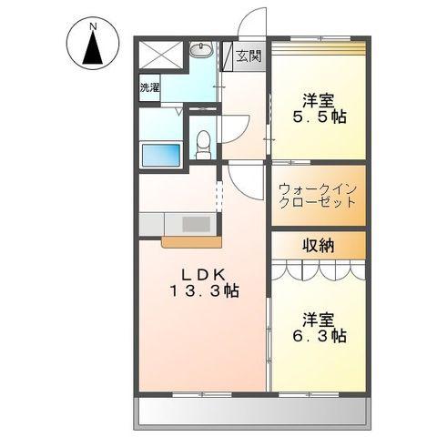 プラッツ・ユーI(2LDK/1階)の間取り写真