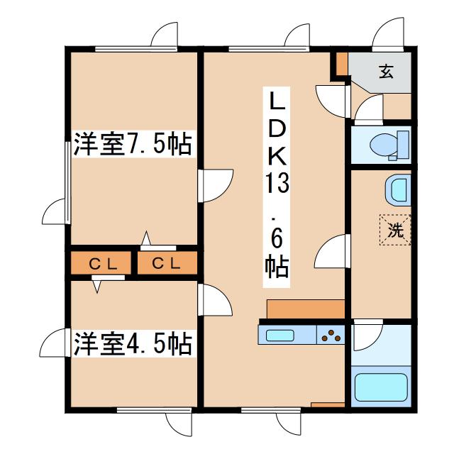 ハーバーシティ浦見NO.14(2LDK/2階)の間取り写真