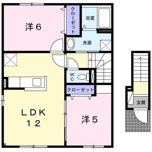 イースト HILL II(2LDK/2階)の間取り写真