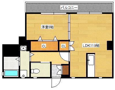 ロイヤルタワー花畑駅南(1LDK/5階)の間取り写真