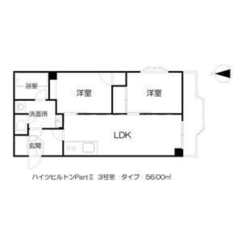 ハイツヒルトンPARTⅡ(2LDK/7階)の間取り写真
