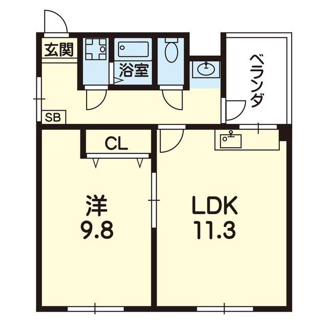 下通田尻ビル(1LDK/3階)の間取り写真