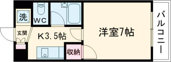 メイユール広兼(1K/2階)の間取り写真