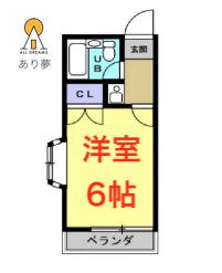 ハイツ神大寺(1K/2階)の間取り写真