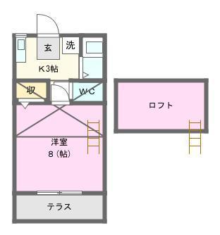 ハイツアティック C(1K/1階)の間取り写真