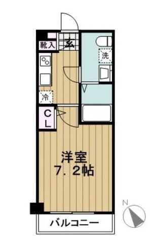 エコロジー都立大学レジデンス(1K/2階)の間取り写真