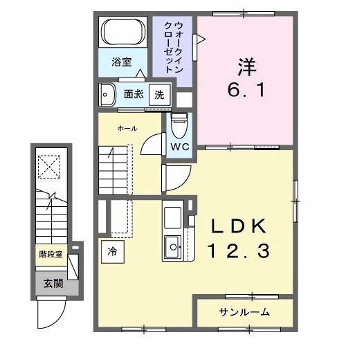 ウエスト.ゲート II(1LDK/2階)の間取り写真