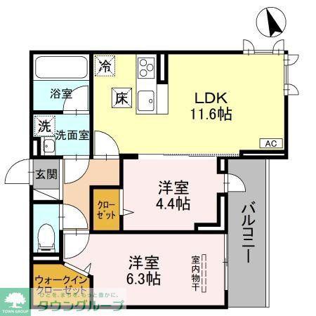 D-ROOM大瀬4丁目SMII(2LDK/1階)の間取り写真