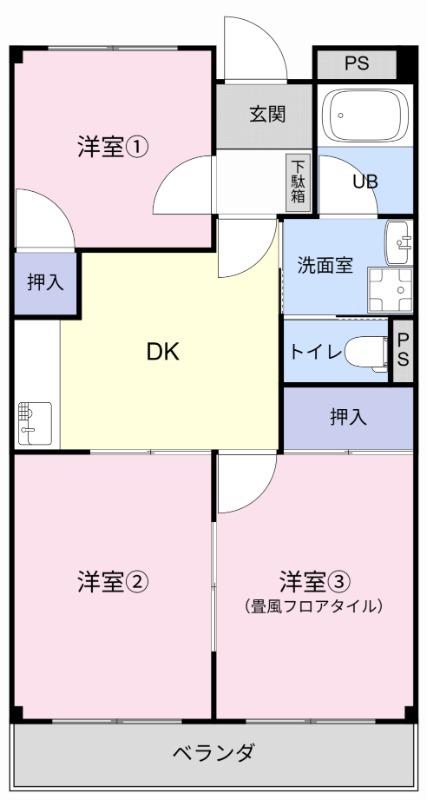 グリンピア花水木(3DK/2階)の間取り写真