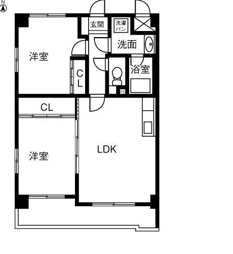 クリスタルハイツ神領(2LDK/2階)の間取り写真