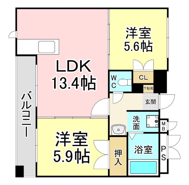 ダヴィンチV(2LDK/3階)の間取り写真