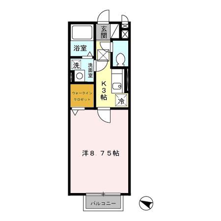 セジュールかやの樹(1K/1階)の間取り写真