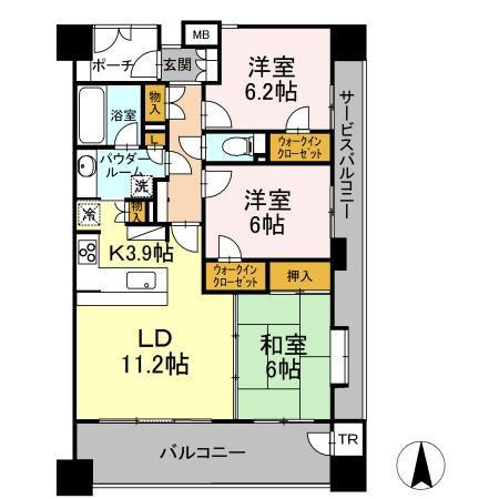 セレーノ福島 705号(3LDK/7階)の間取り写真