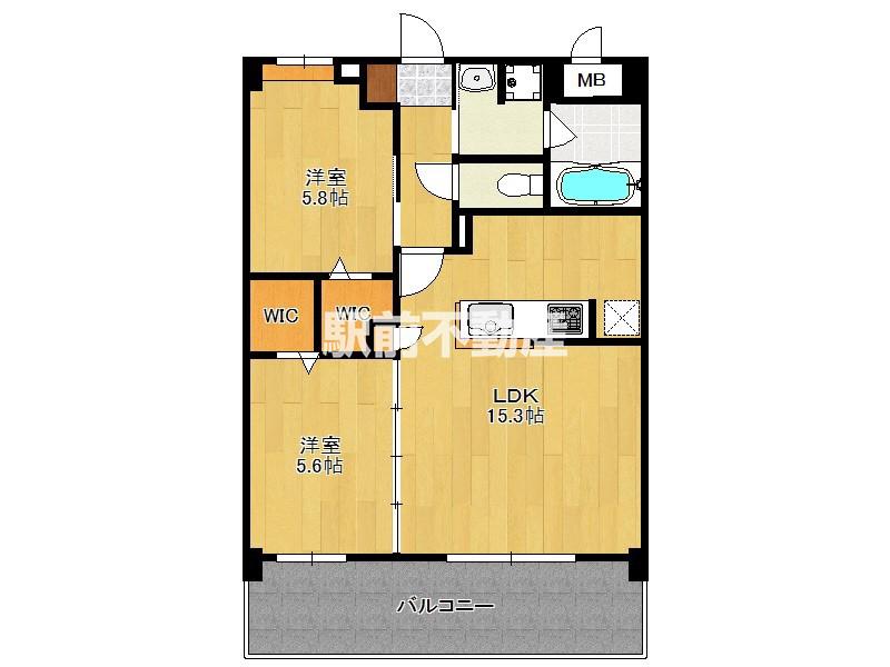S-RESIDENCE半道橋ACHIEV(2LDK/5階)の間取り写真