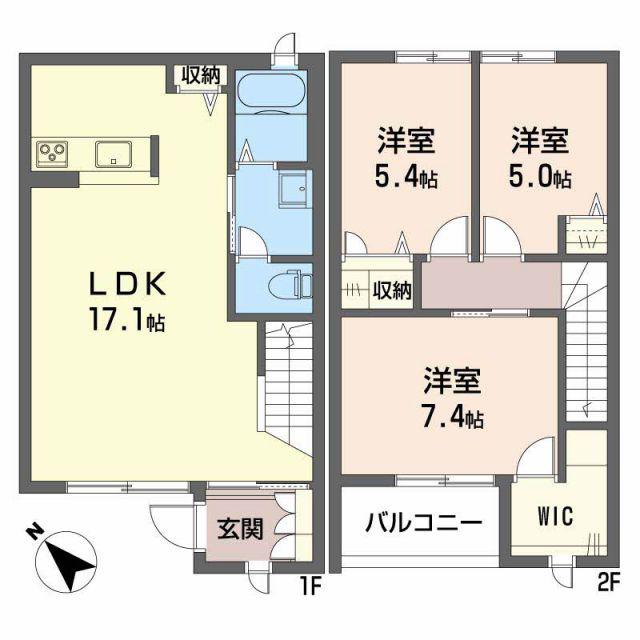 パルモSSTYLE B(3LDK/1階)の間取り写真