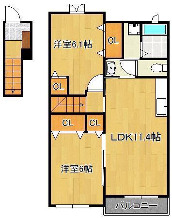 ラッフィナート(2LDK/2階)の間取り写真