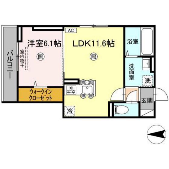 タウン清心(1LDK/2階)の間取り写真