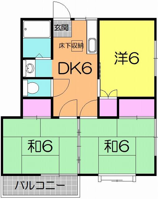 ファミール泉崎B(3DK/2階)の間取り写真