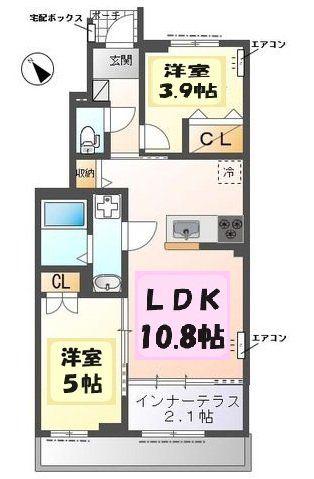 ZEUS野田Ⅰ(2LDK/1階)の間取り写真