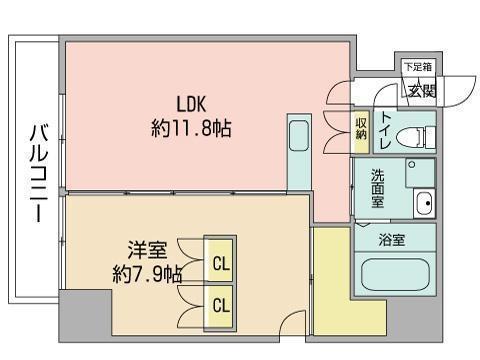 アルファスクエア南4条東(1LDK/4階)の間取り写真
