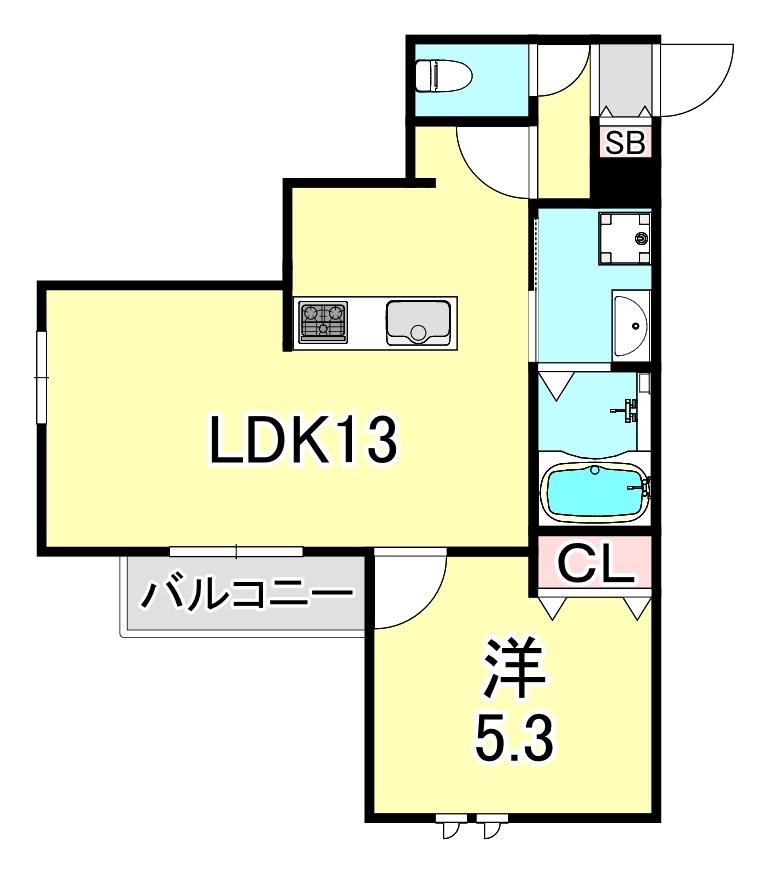 REJOICE西宮北口(1LDK/3階)の間取り写真