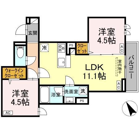 セレスティア桜上水(1LDK/2階)の間取り写真